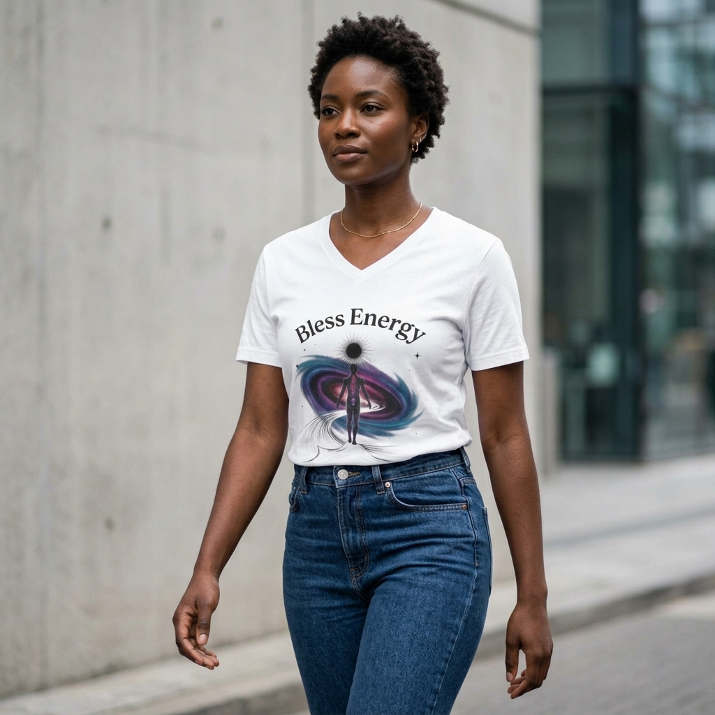 Bless Energy V-Neck Tee – Universe Within Edition