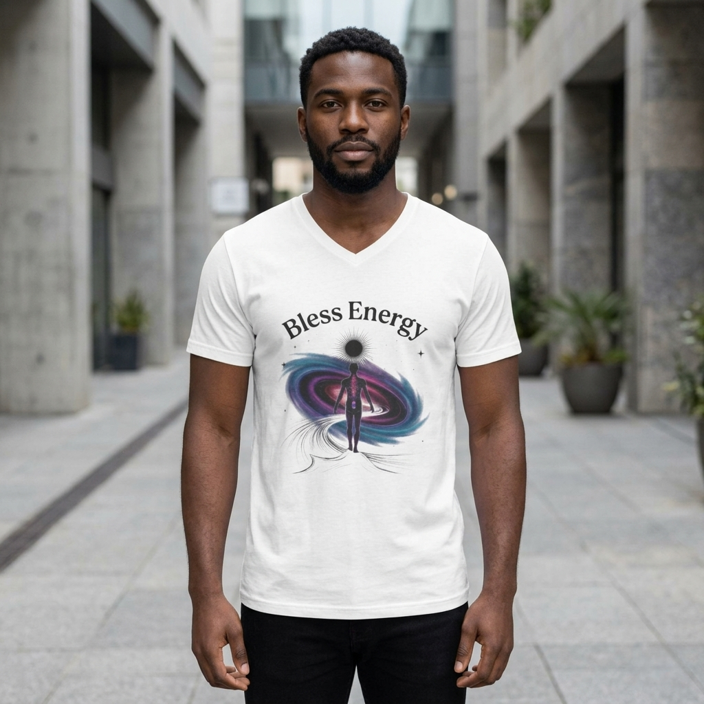 Bless Energy V-Neck Tee – Universe Within Edition