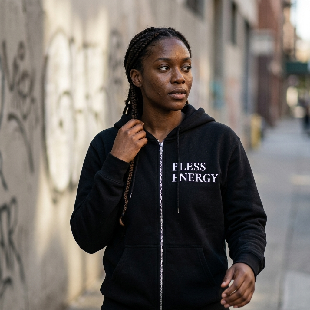 Bless Energy OG Zip Hoodie – Side Script Edition